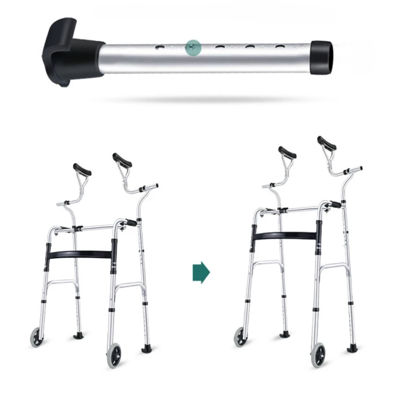 Aluminum Alloy Walking Stick  Thickened SittoWalk Supporter, Adjustable Hand Trolley, NonSlip Elderly Wheelchair 6