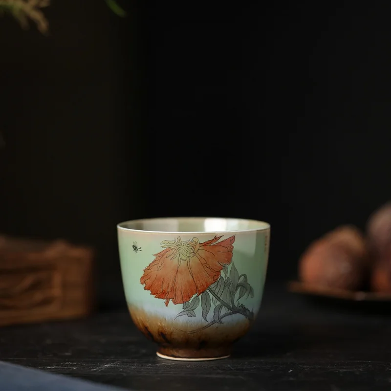 

Kiln Baked Hand Painted Flower Master Cup Kung Fu Tea Cup Tea Cup Egg-Shell Porcelain Ceramic Tea Set Jingdezhen