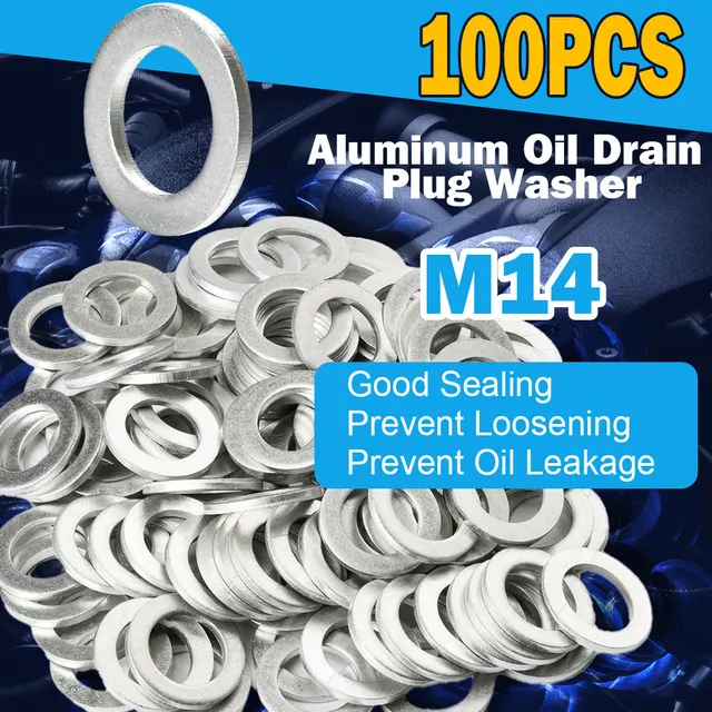 Metal Lube Lote De 100 Juntas De Tapón De Drenaje De Aceite - Aluminio, 14 Mm, Para Honda, Acura, Jeep, Etc. Juntas Tapón Aceite 14mm