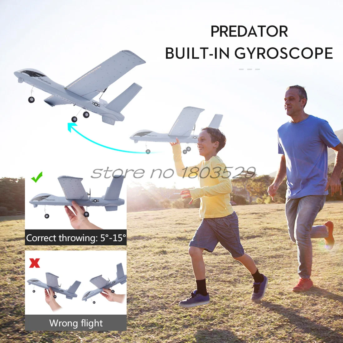 RC Airplane With LED Light Hand Throwing Fixed Wing Wingspan RC Airplane Plane 150M 66CM DIY Assembly RC Glider Aircraft Kid Gif 3