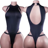 Ensemble de lingerie érotique : soutien-gorge ouvert, sous-vêtements sans entrejambe, costume sexy, body ajouré à décolleté plongeant, robe babydoll à col halter, ensemble de cosplay 2