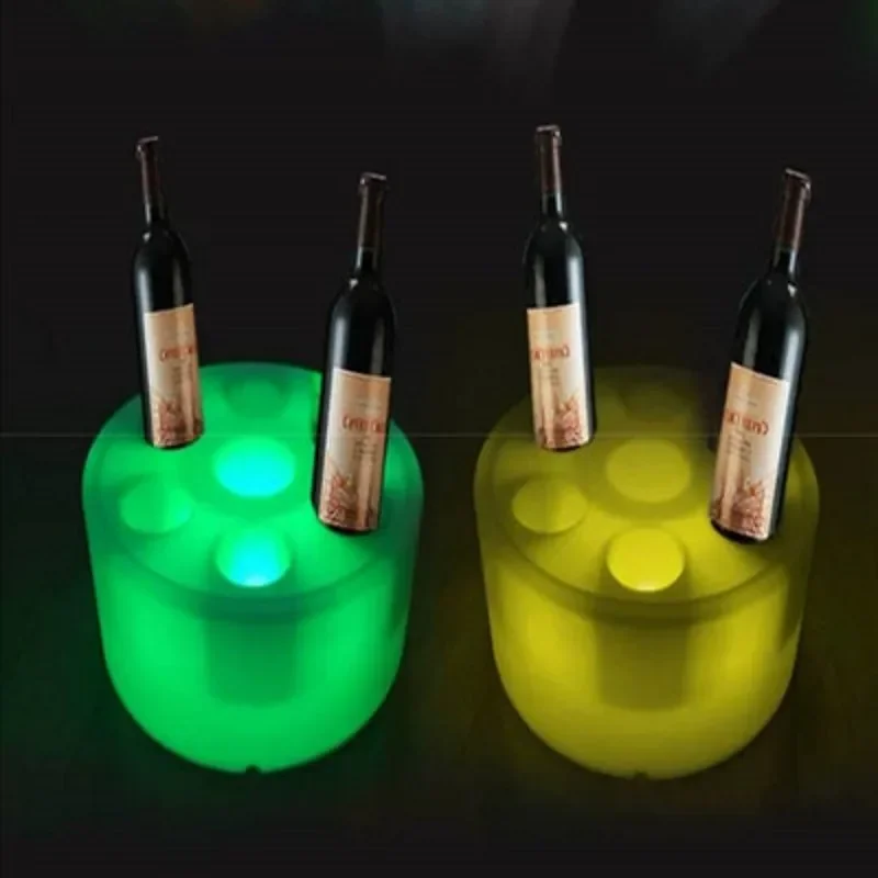 LED Rechargeable 7 Cups Lighted Serving Tray Glowing Liquor Bottle Display Tray Colorful Changing Cocktai Party Service