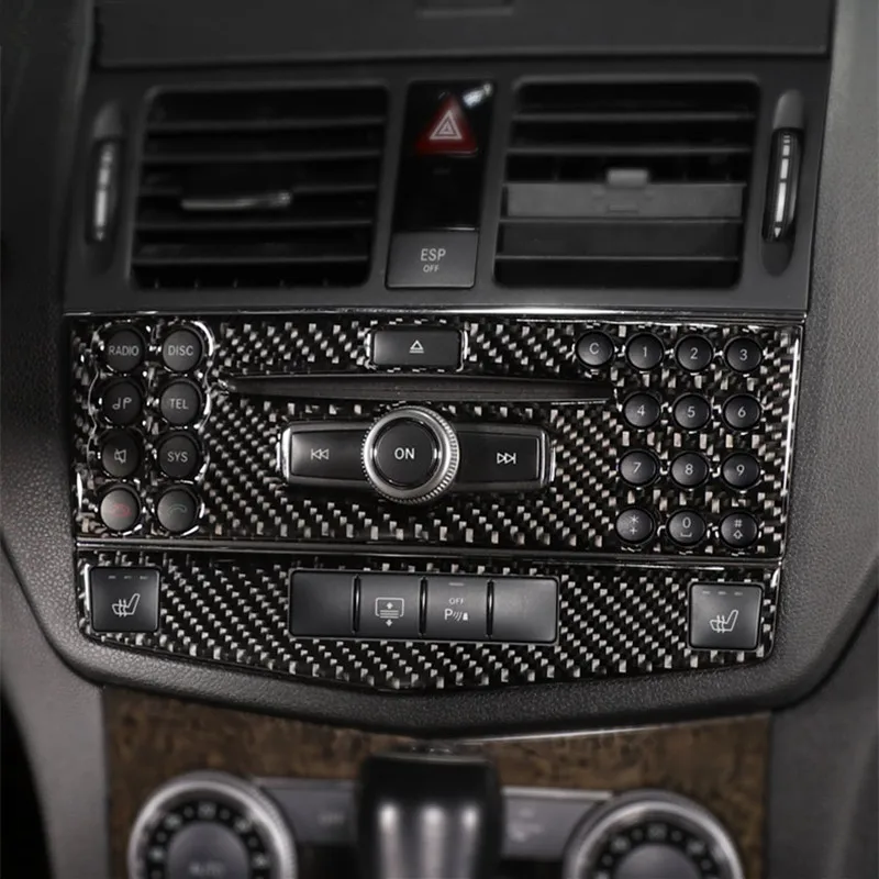 Фото Центральная консоль кондиционер CD панель Крышка отделка 2 шт. для Mercedes Benz C class W204 C200 C260 C300 C180 2007-10 углеродного волокна №2