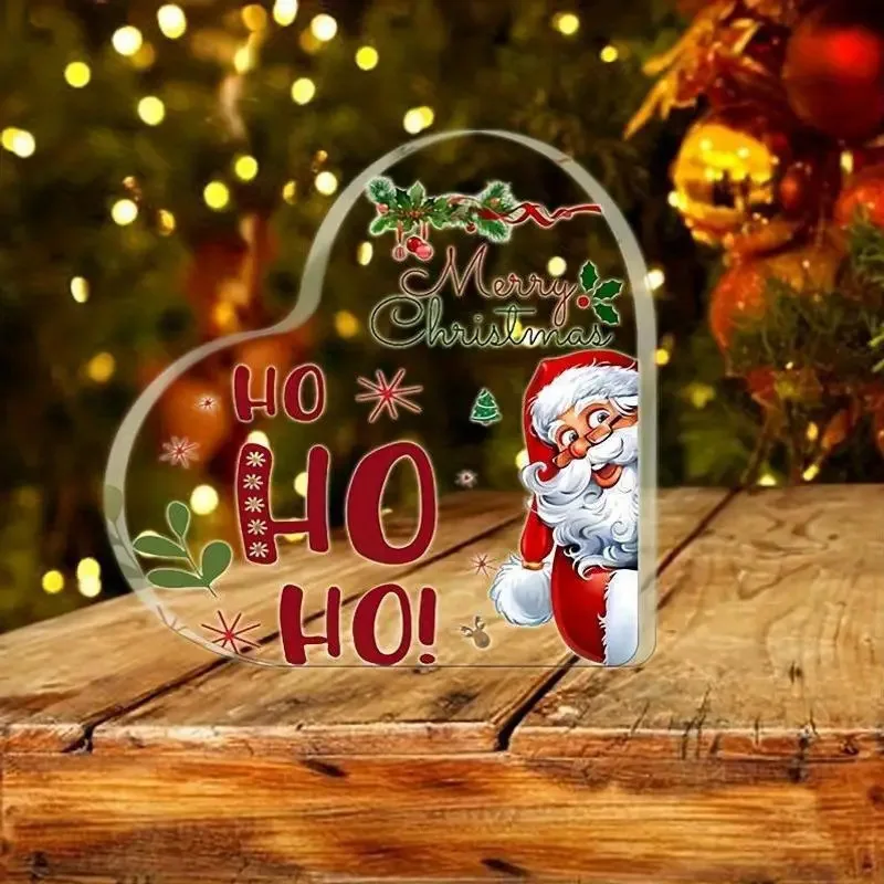 Festive Acrylic Heart Decor - Christmas Table & Home Decorations With Holiday Motifs