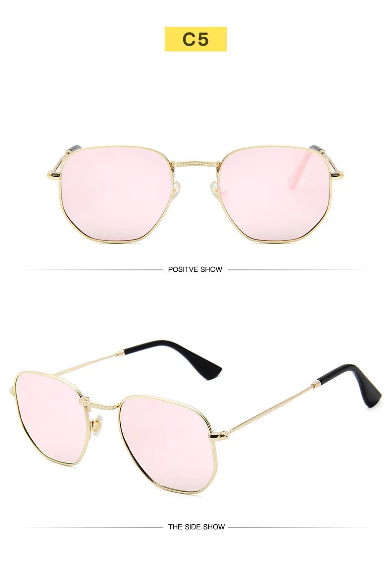 Women's Glasses Hexagon Polarized  Sunglasses 2022 Men Women Square Polygon Sun Glasses Luxury Brand Design Retro Frame Eyewear de sol hombre rose gold sunglasses