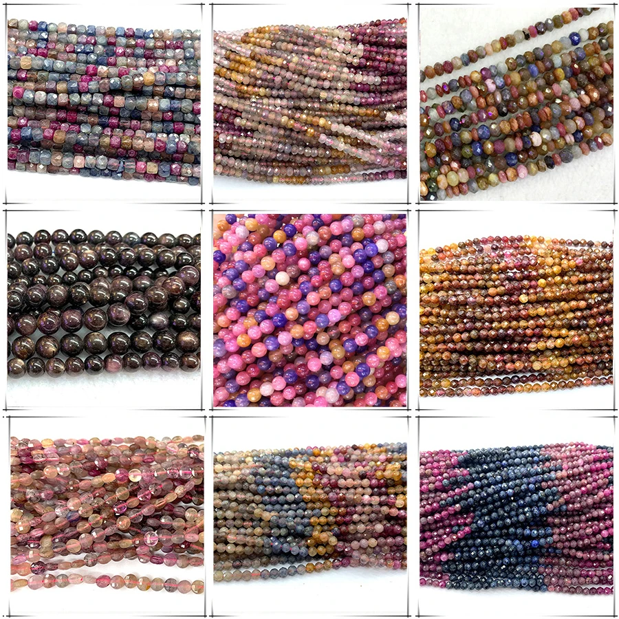 Veemake Natürliche Stern Licht Rubin Saphir Facettierte Runde Rondelle Rand Würfel Münze Perlen Für Schmuck Machen DIY Halskette Armbänder