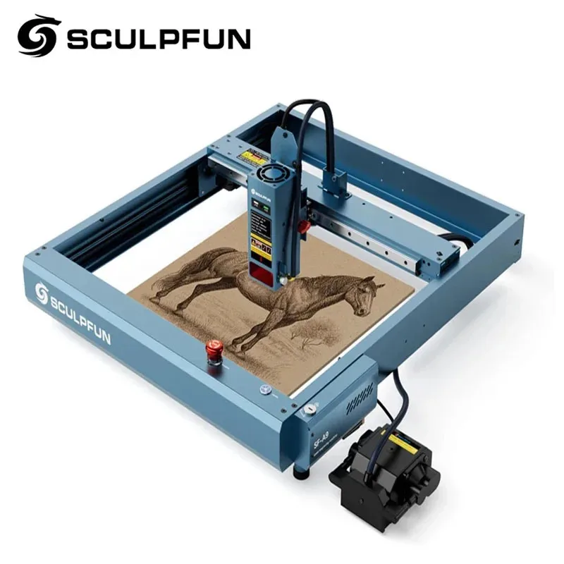 New Sculpfun A9 40W Laser Engraver Cutting Machine Ultra-fine Laser Spot Automatic Air Assist Flame USB/BT/WiFi 400x400mm