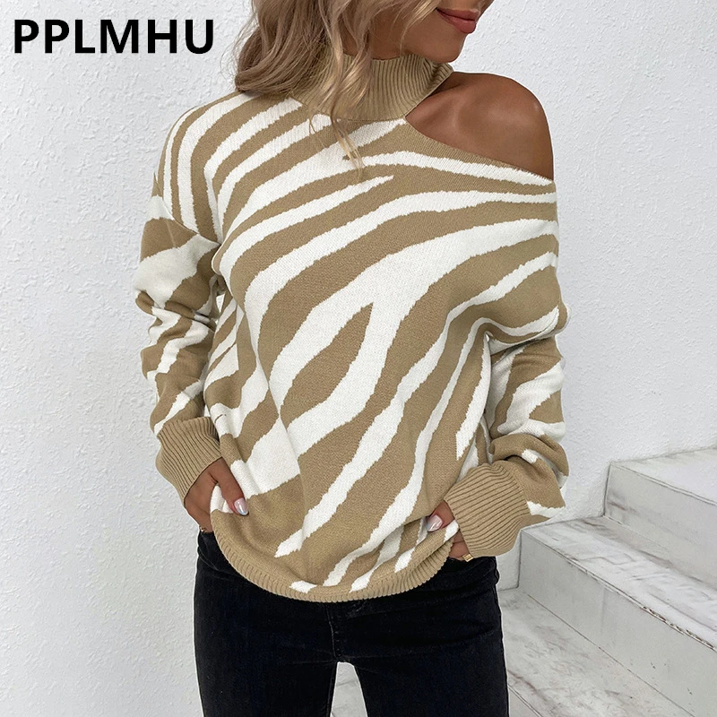 Zebra Print Pullover Sweater Women Sweaters Zebra Print Leopard