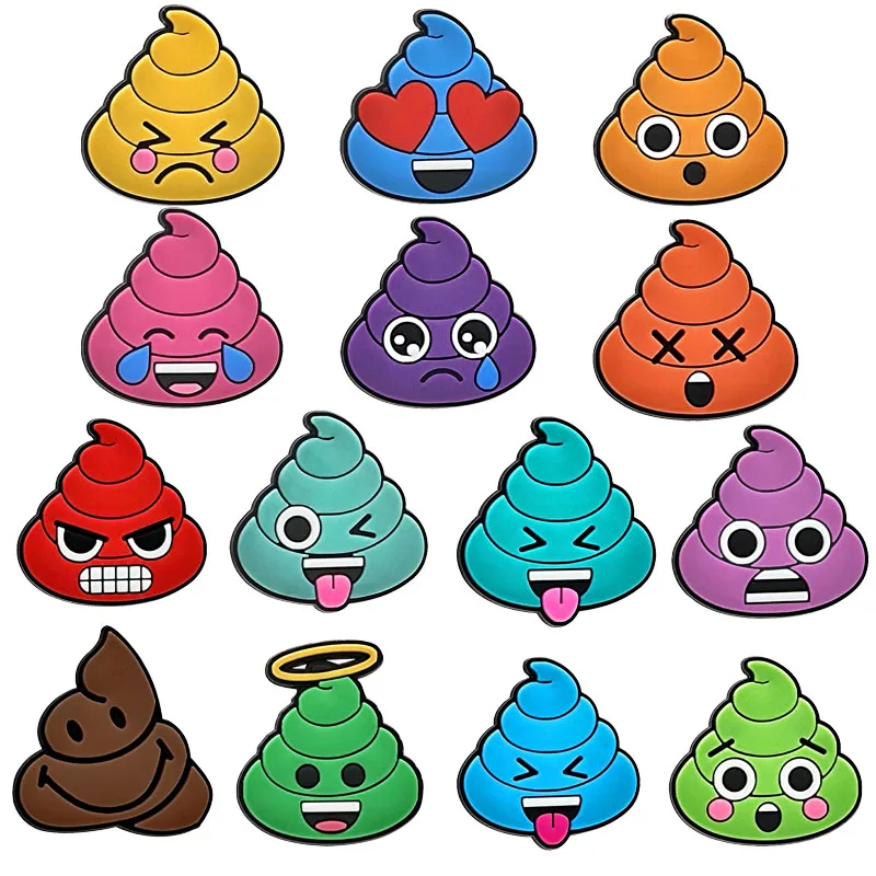 

1-14pcs PVC Croc Charms Funny Poo Croc Jeans Cute Poo Shoe Ornaments Decorations Buckle Slippers Accessories for Women Kids Gift