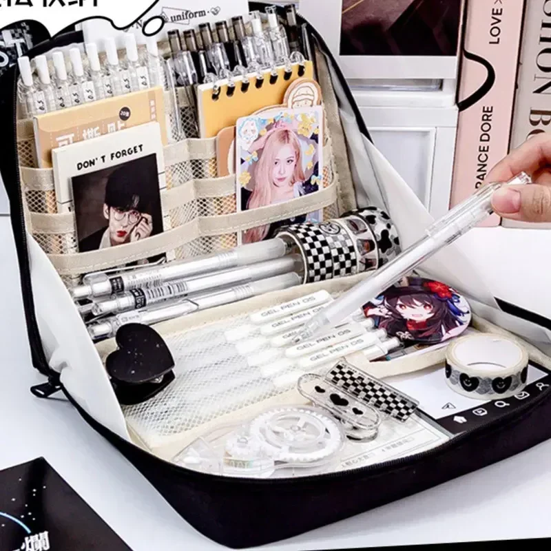 여아용 대용량 연필 케이스, 귀여운 한국 문구류, 학용품 펜 파우치 정리함, 귀여운 연필 상자