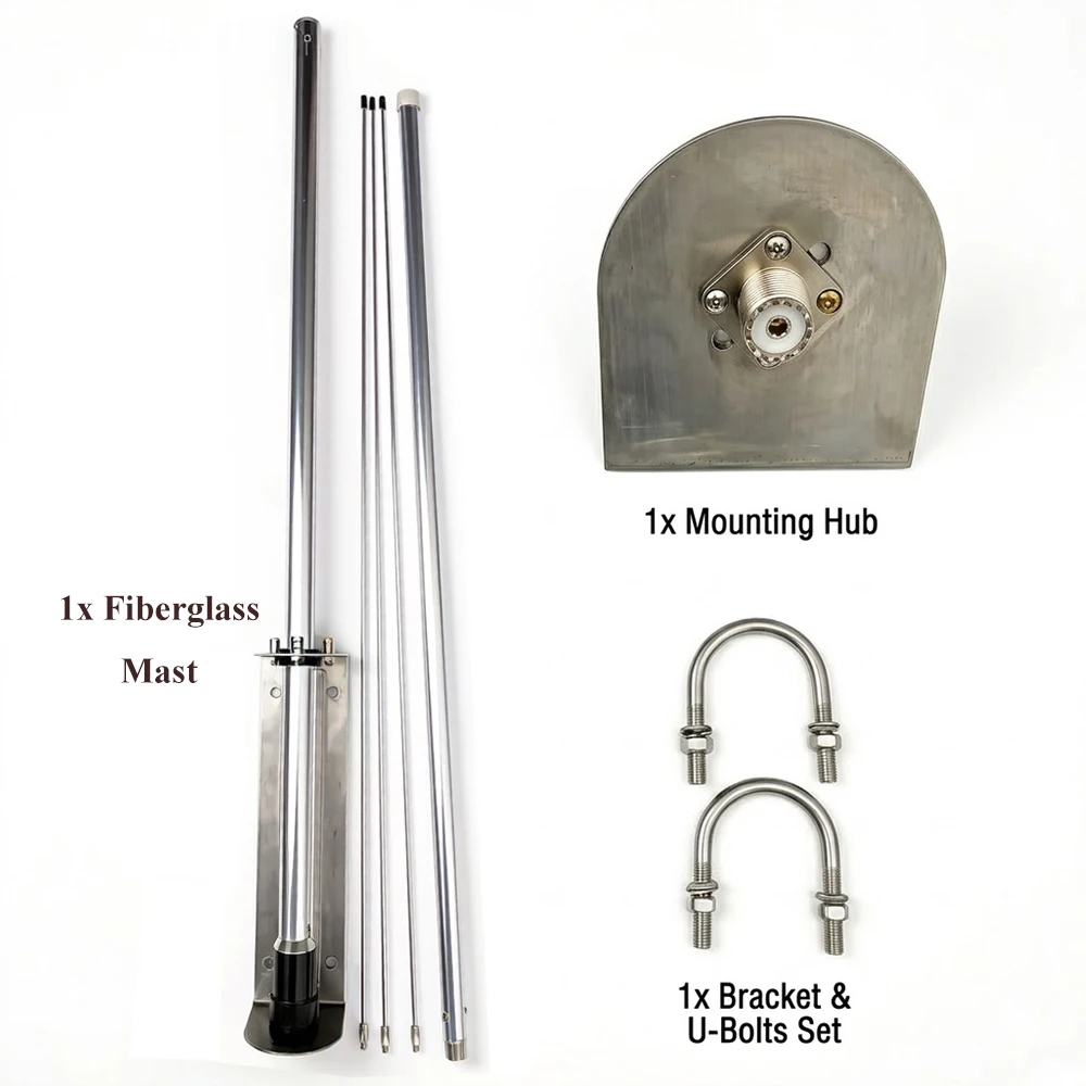 GP200 1/2파 FM 송신기 안테나 5W-100W 전문가용 GP 안테나 (10M 케이블 포함) 고이득 야외 기지국용