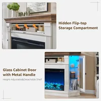 56'' Corner Fireplace TV Stand for 65 Inch TV, Farmhouse Entertainment Center w/ 30'' Electric Fireplace, Media Console for 5