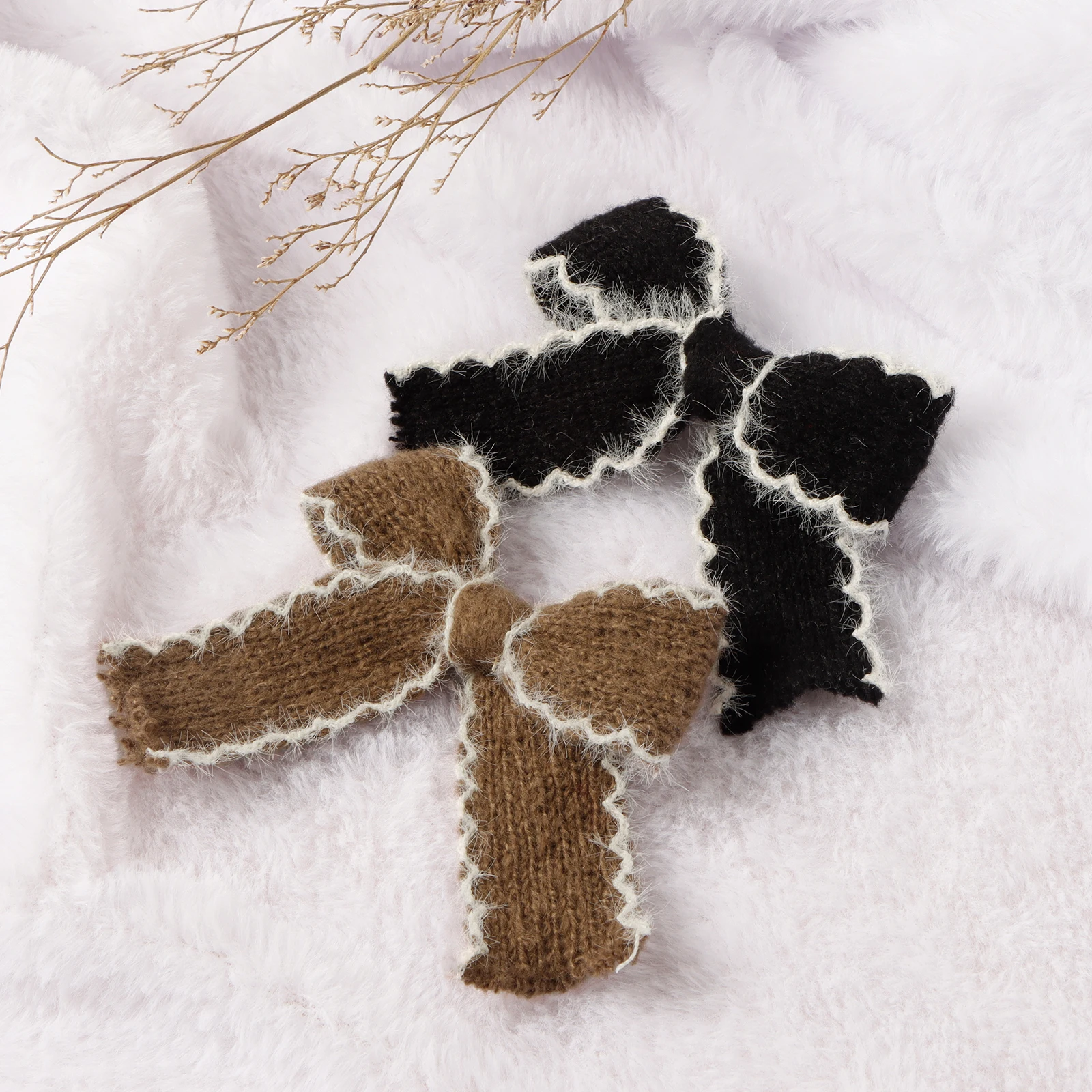 2pcs New Knitted Bow Hairpin for Girls Girl Party Daily Decoration Bow Hair Clip Sweet Lovely Hair Accessories For Autumn Winter