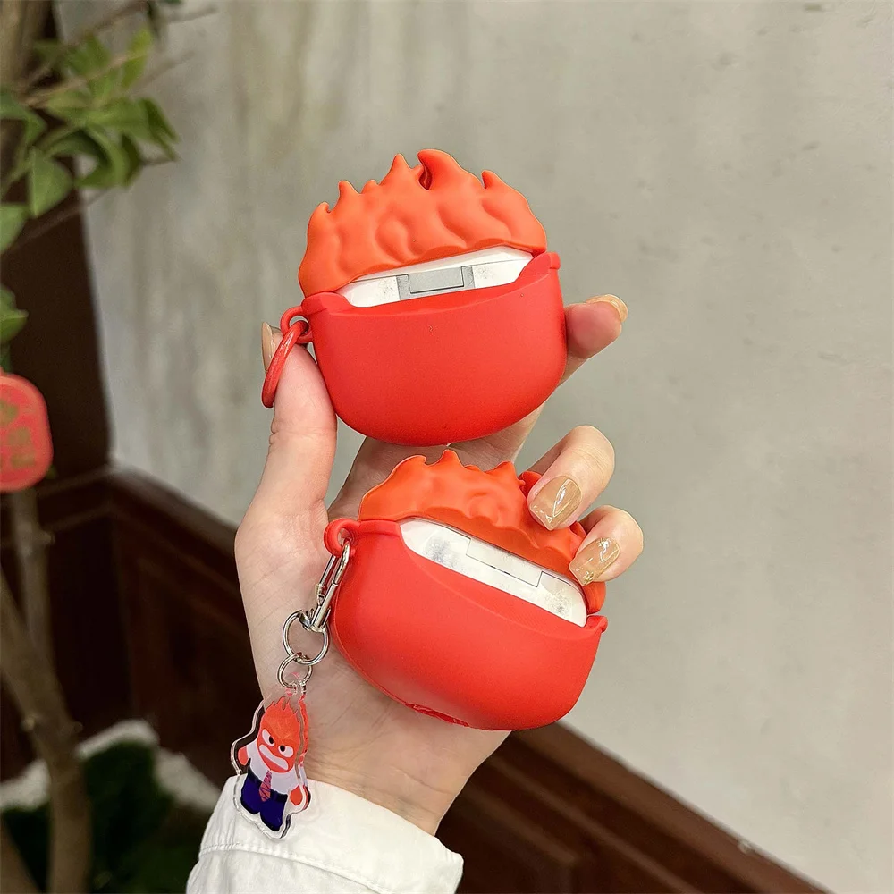Cute Cartoon Anger Silicone Protective Earphone Case with Pendant Cover