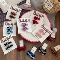 Kids Hair Barrettes 2PCS Velvet Bow Clips with Heart Buttons Korean Non-Slip Gentle Grips for Girls Hair Ties - Image 2