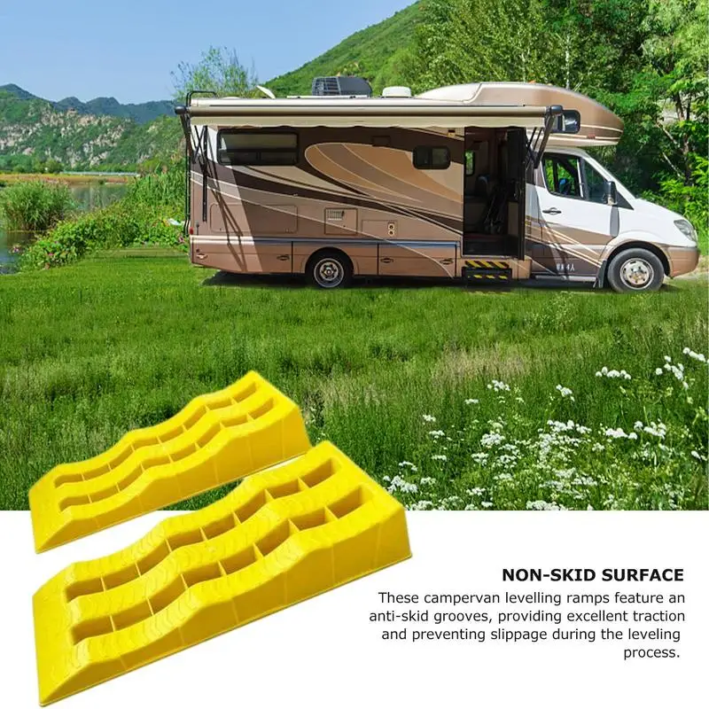 RV Leveling Parts Car Leveling Ramps 2pcs Heavy-Duty Camper Leveling Blocks Lightweight Trailer Wheel Chocks And Levelers Multifunctional Travel