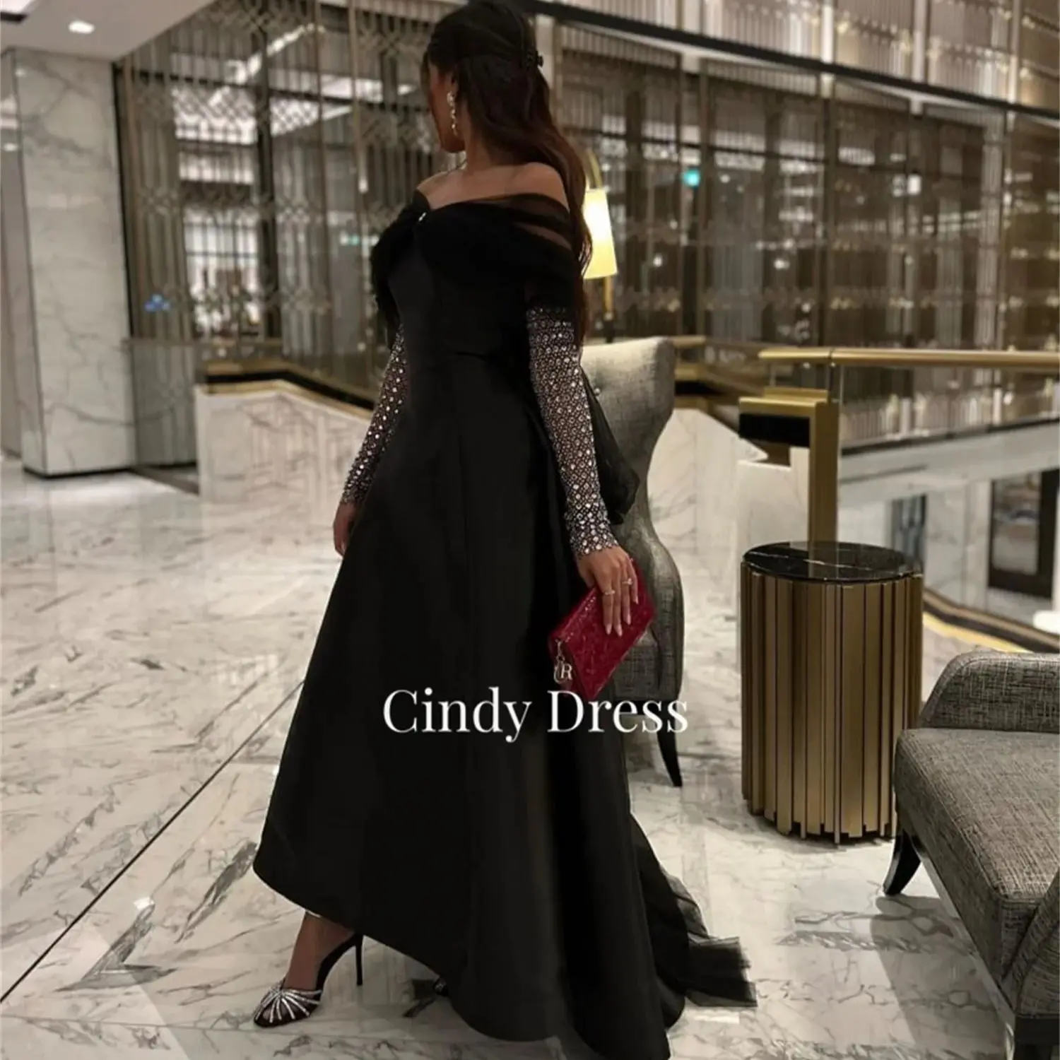 

Cindy Black Cocktail of Dresses Elegant Evening Women 2024 Luxurious Sharon Happy Dress Satin Women's Party Quinceanera Events