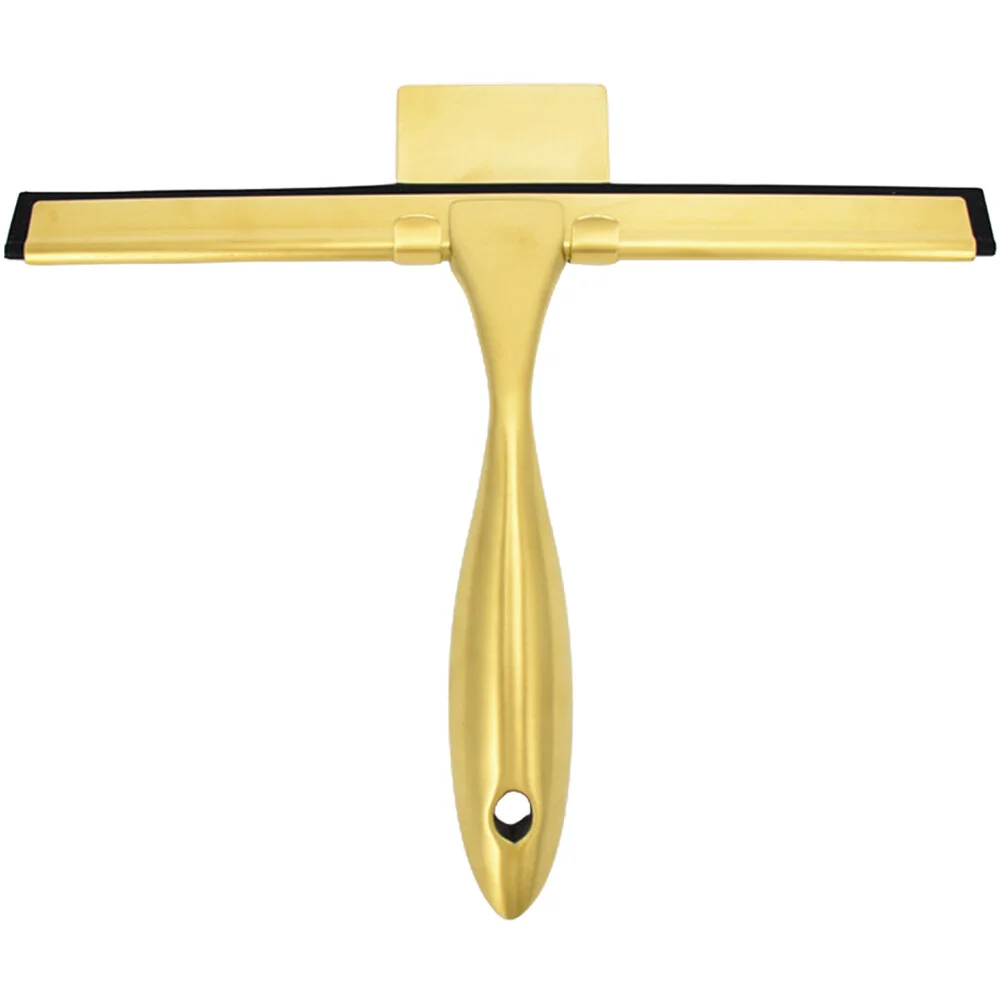 

Household Cleaner Bathroom Scraping Shower Screen Window Cleaning Tool Scraper Squeegee 25.2x18cm Golden Stainless Steel Glass