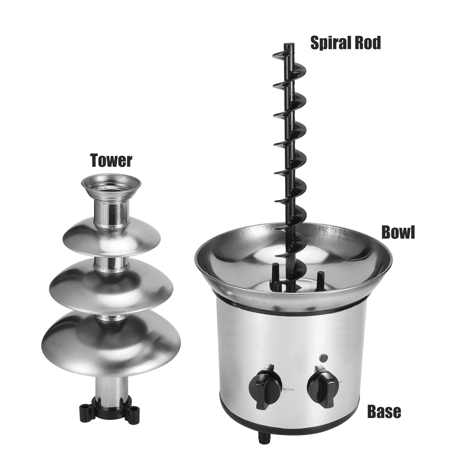 Chocolate Fountain 4 Tiers Electric Melting Machine Fondue Pot Set for Chocolate Candy Ranch Nacho Cheese 220V
