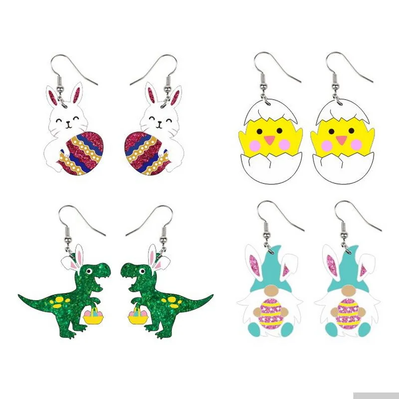 

New Easter Acrylic Dinosaur Chicken Rabbit Ears Revival Egg Goblin Old Man Earrings