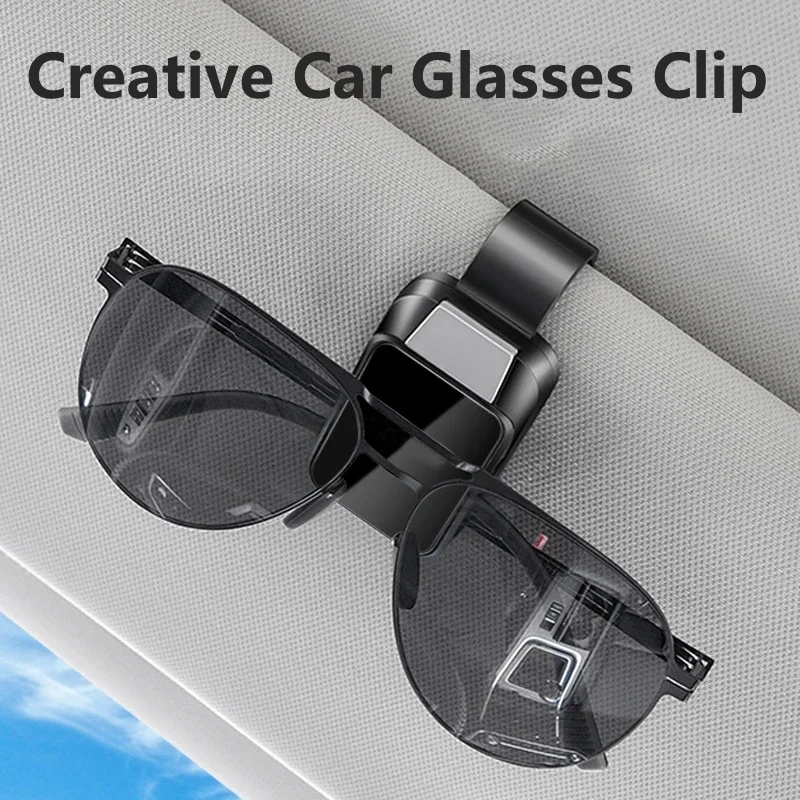 1PC Car Sun Visor Eyeglasses Storage Holder Interior Compact Storage Auto Interior Accessory with Alloy Buckle