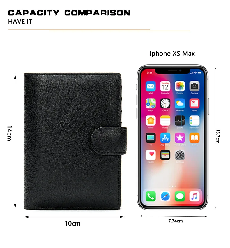 Hot Sale Men's Genuine Cowhide Leather Wallet RFID Cardholder Messenger Clutch Gift For Man