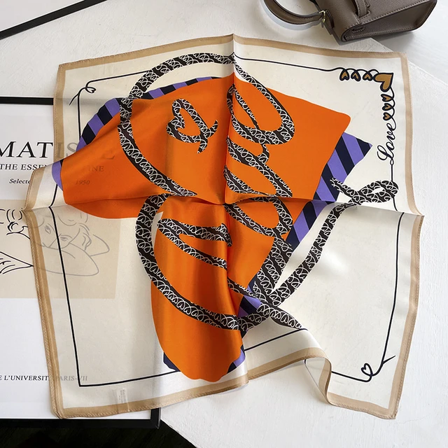 Scarf 100% Silk Bandana Women Square Scarves Wrap Kerchief Mulberry Spring Fashion Luxury High Quality Headband Hijab Shawls 19125-3