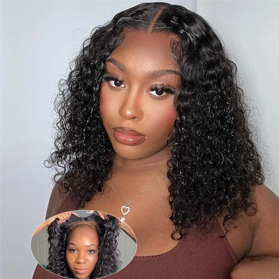 

HD Lace Curly Human Hair Bob Wigs For Women Pre Cut Lace Wear And Go Glueless Curly Bob Wig Ready To Wear Preplucked Can Be Dyed