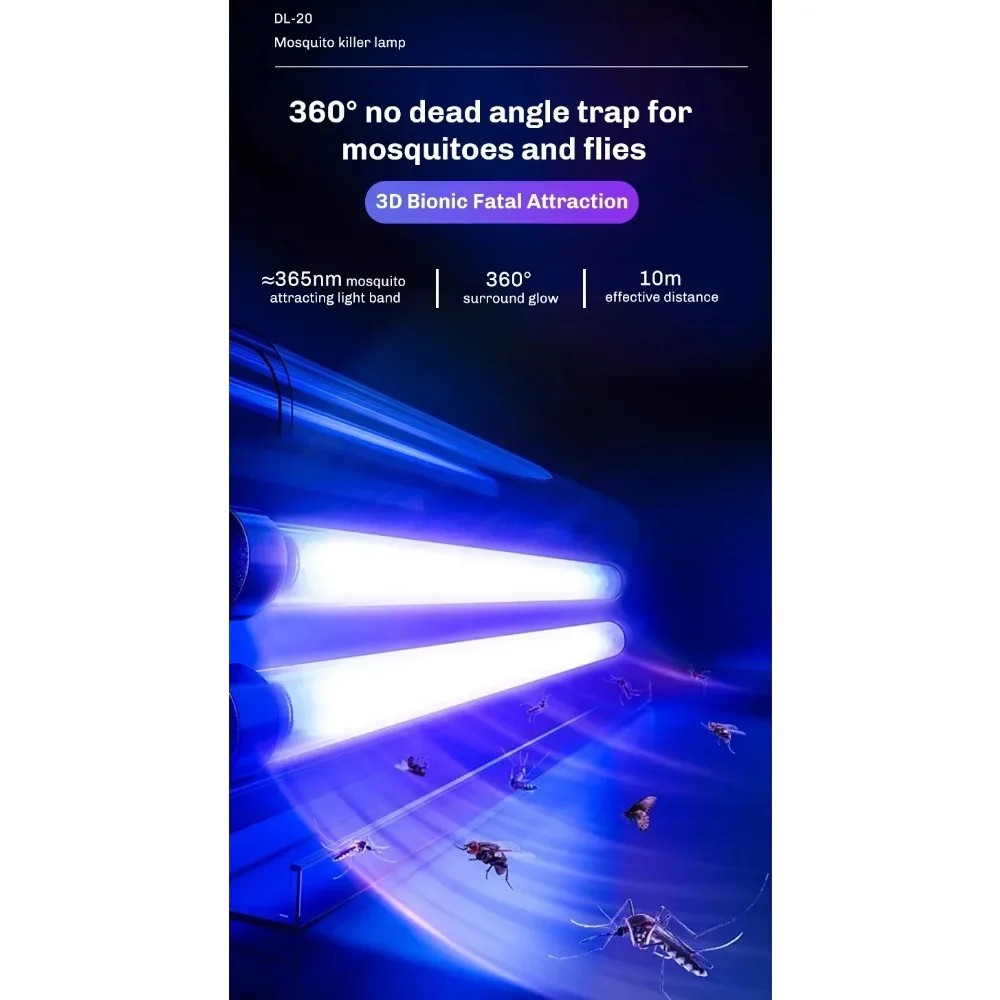 조이인레드 모기 킬러 램프, 6W/8W/10W 미국 플러그 강력한 LED 해충 킬러 실내 및 실외용
