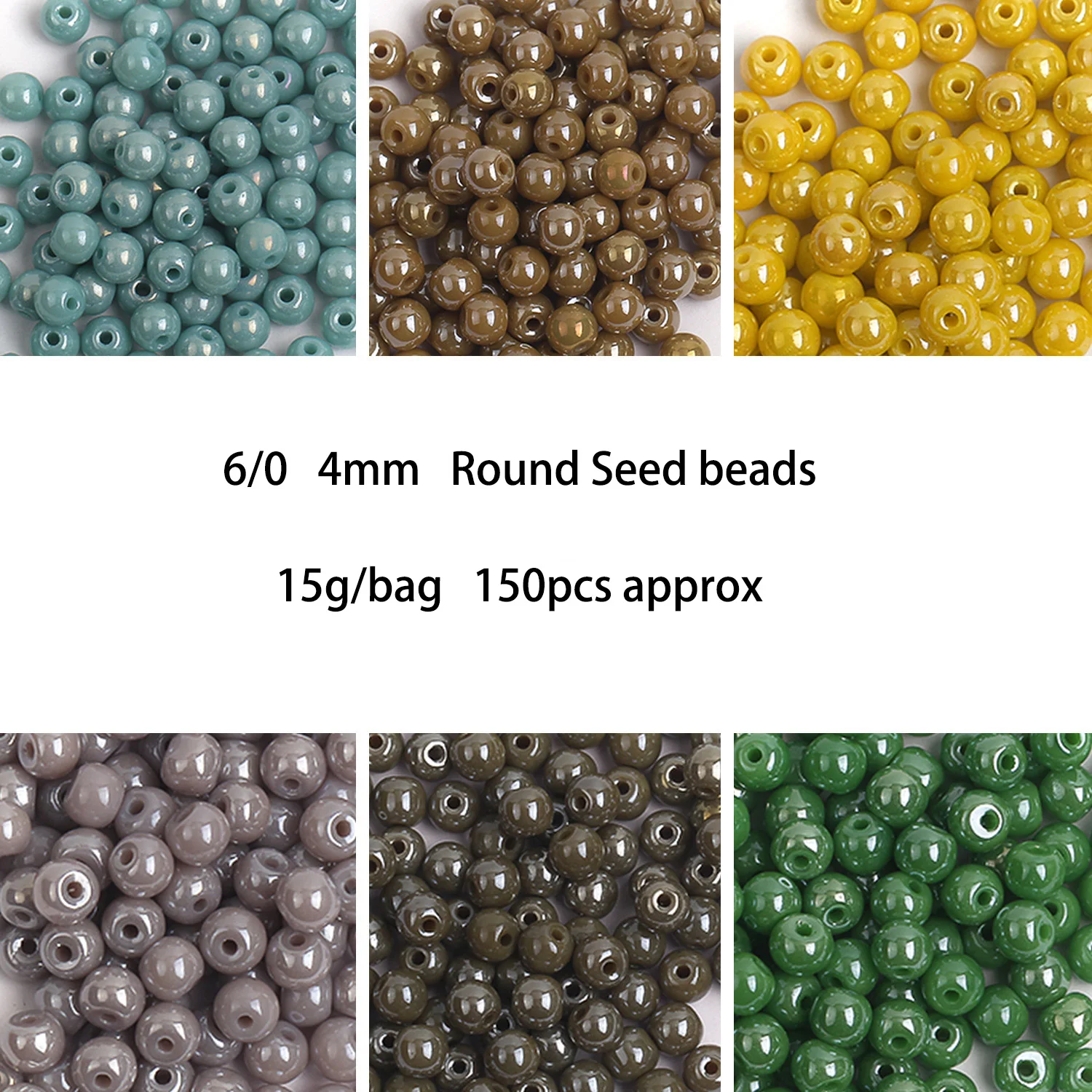 

150pcs 4mm Shining Glossy Glass Seed Beads 6/0 Uniform Round Spacer Beads For DIY Handmade Jewelry Bracelet Making Accessories