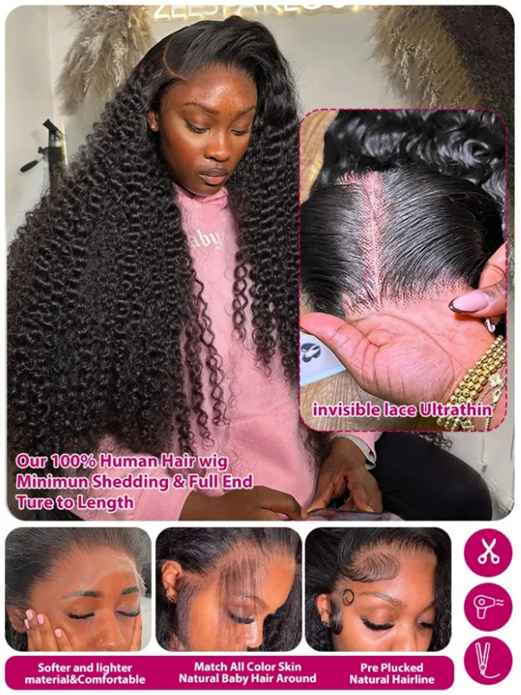 42 Inch Loose Deep Wave Wig 100% Human Hair Wigs for Women Curly Wig Brazilian Pre Plucked Remy Glueless Deep Lace Frontal Wig