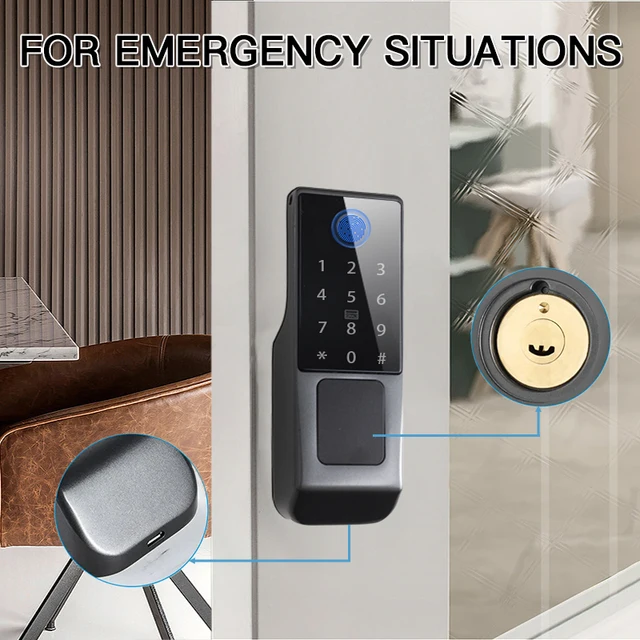 Tuya APP WIFI Version Built In Gateway Fingerprint Waterproof Outdoor Gate Passcode Rfid Card Keyless Smart Door Lock 3