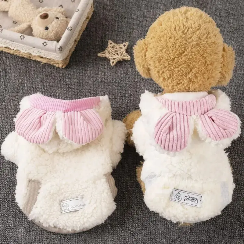 Pet Clothes Cat Autumn and Winter Dog Cute Warm Padded Thickened Teddy Biker Schnauzer Small