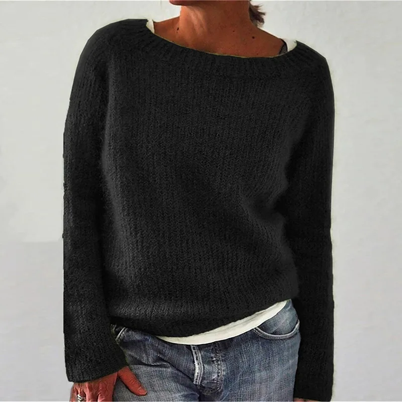 Women Autumn Winter Casual Solid Pullover Knitwear