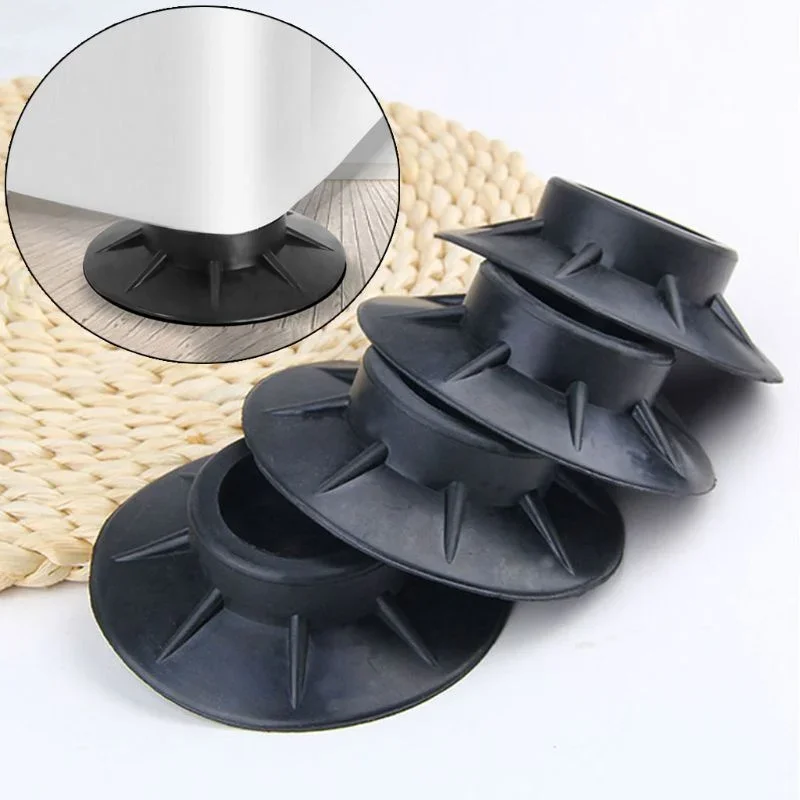 Rubber Pads Floor Mat Washing Machine Feet Pads Non Slip Shock Proof Furniture Elasticity Black 4Pcs