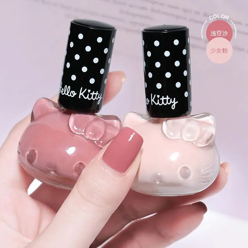 

2Pcs Sanrio Hello Kitty Nail Polish Durable Non-Fading Whitening Nail Polish Non-Toxic Odorless Nail Polish for Pregnant Women