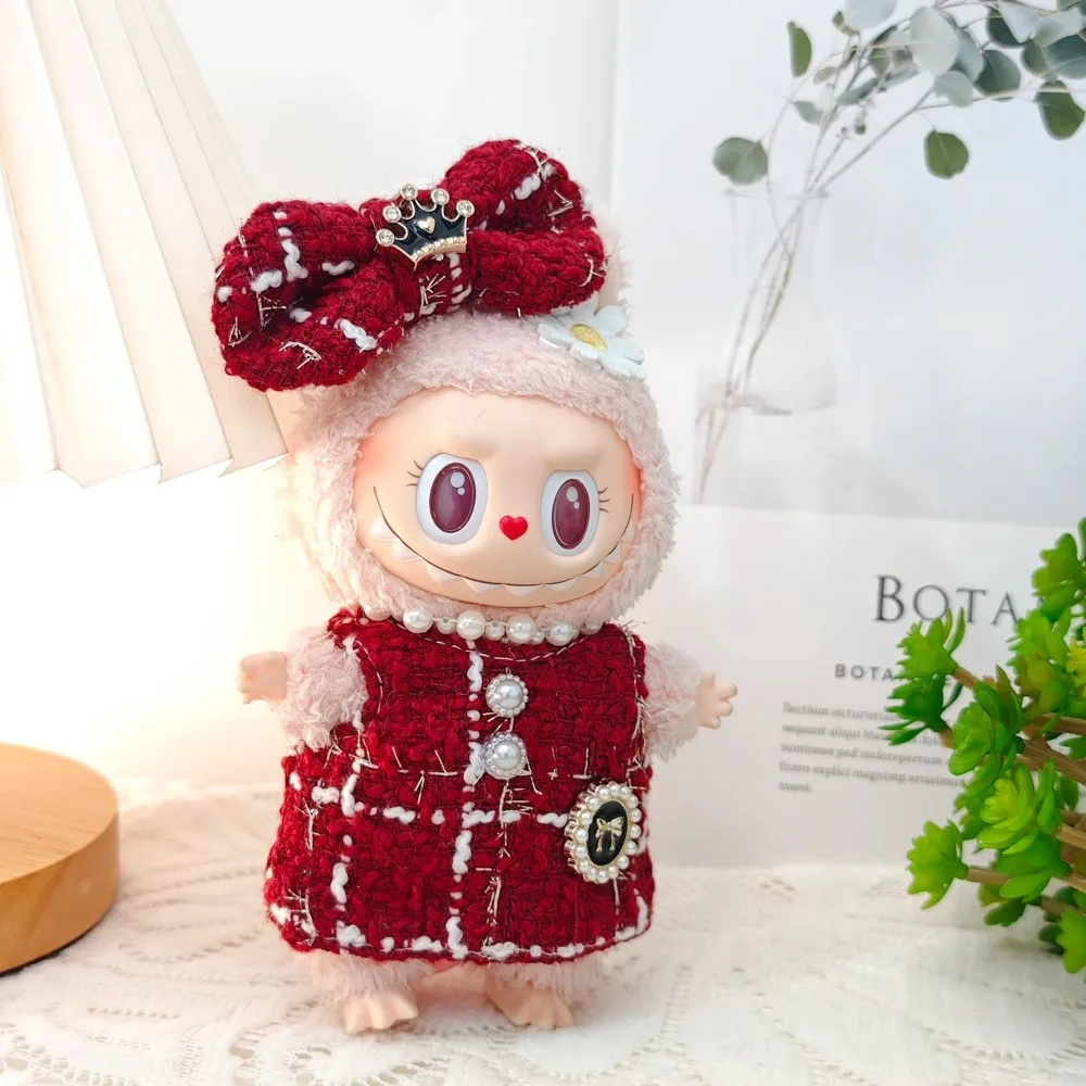 Chic Designer Plaid Dress Set for Mini Dolls - Fashionable Doll Outfit & Accessory Gift