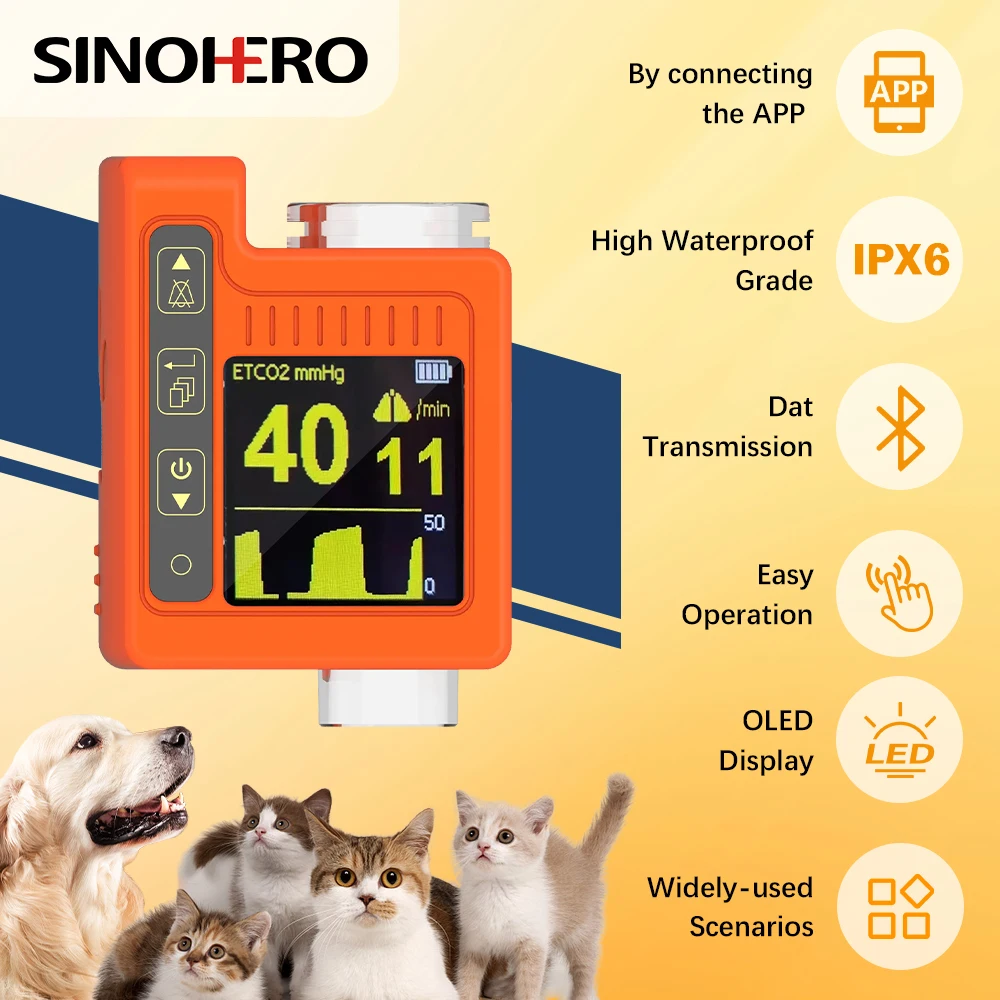 Veterinary Expiratory Carbon Dioxide Monitor Capnography ETCO2 Monitor Sensor Fo