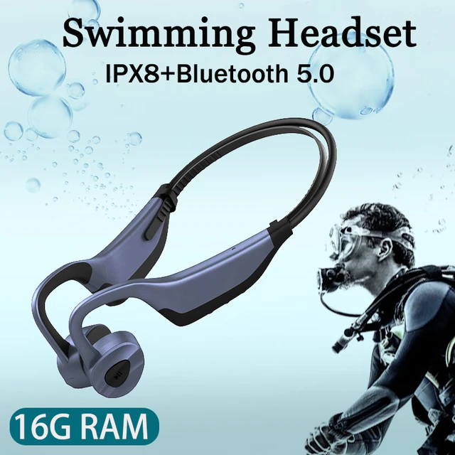  Auriculares impermeables para natación, IPX8 impermeable,  reproductor de MP3 de 8 GB, auriculares inalámbricos Bluetooth de natación  con micrófono de cancelación de ruido para natación, buceo, correr,  ciclismo, gimnasio, entrenamiento 