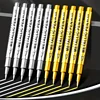 2Pcs Permanent Marker Pen Quick Drying Oil Based Paint Markers Gold Silver Color Oily Graffiti Pens Student Drawing Supplies 1
