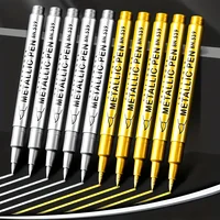 2Pcs Permanent Marker Pen Quick Drying Oil Based Paint Markers Gold Silver Color Oily Graffiti Pens Student Drawing Supplies 1