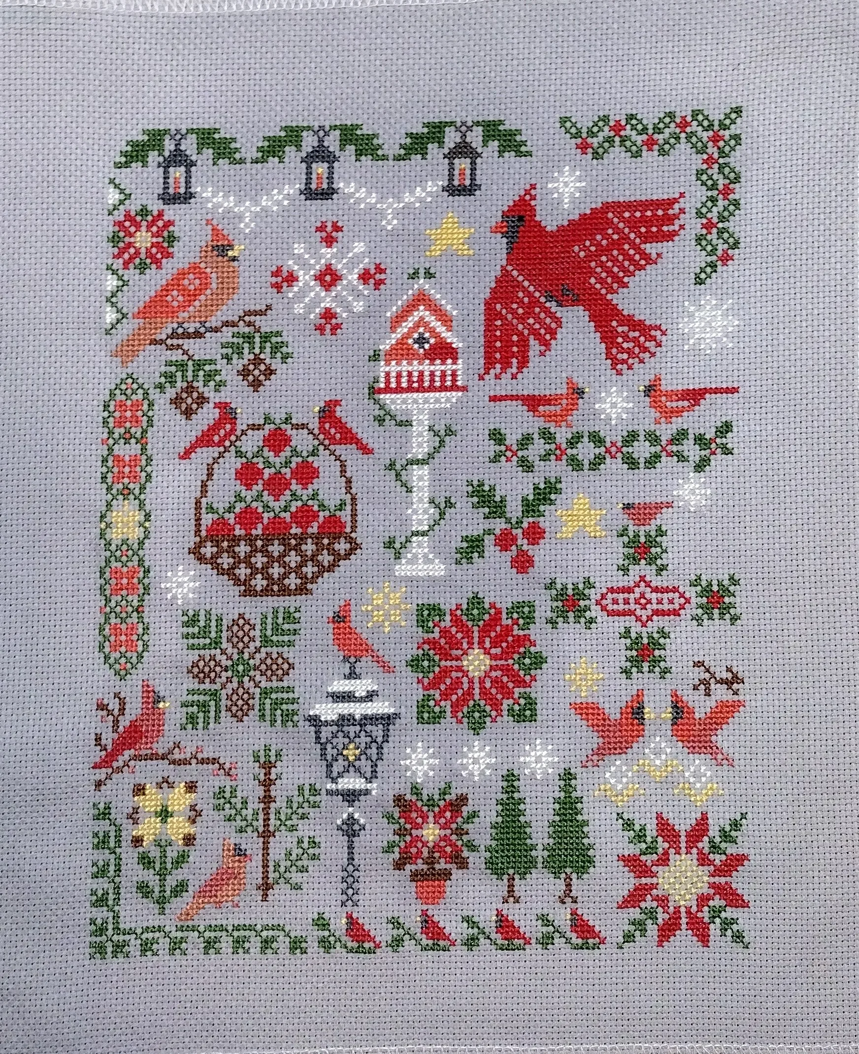 Bird geometry cross stitch kit cartoon pattern design 14ct silver canvas embroidery DIY