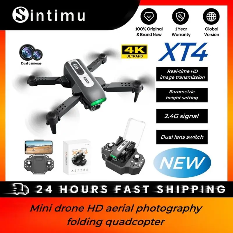 

New XT4 Mini Drone 4K Camera Dron Professional Obstacle Avoidance HD Dual Optical Flow Hlicopter Foldable Quadcopter Toys Gift