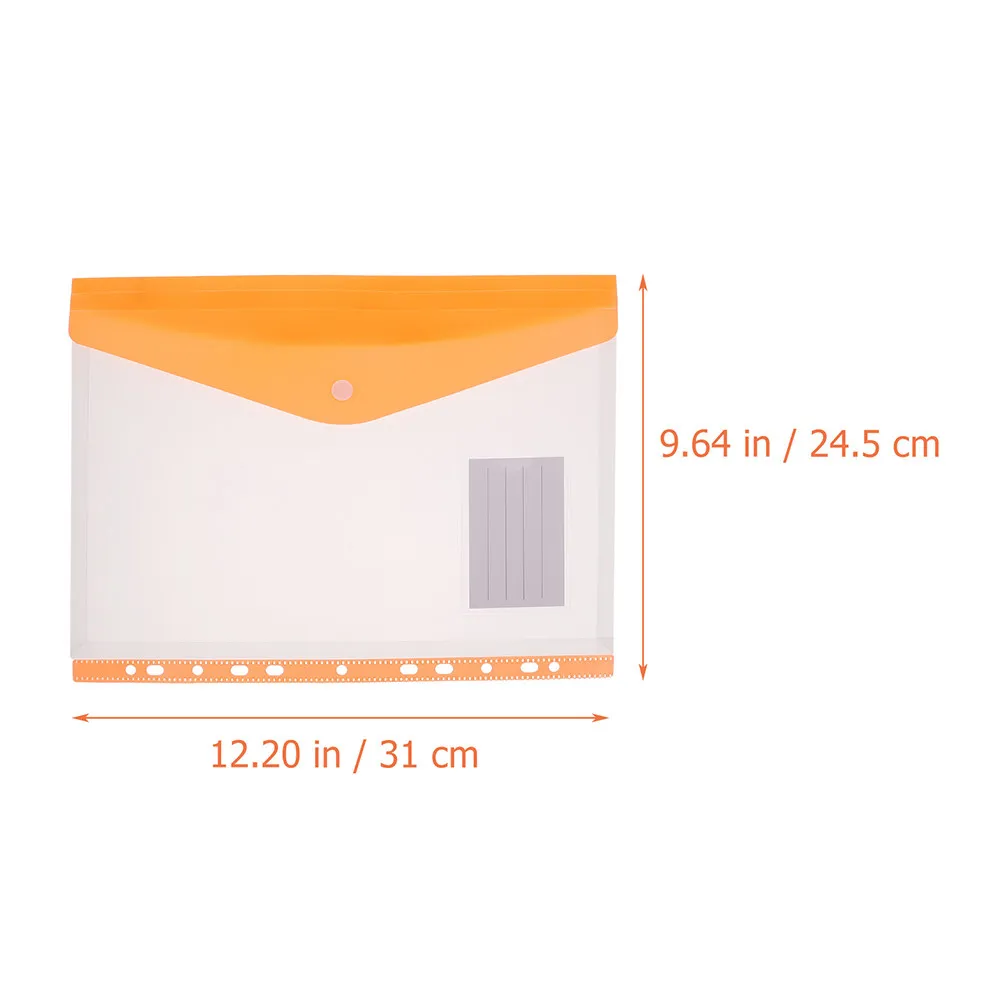 6Pcs 다기능 스냅 버튼 파일 파우치 파일용 투명 문서 보관 가방 청구서 카드 휴대용 정리 폴더