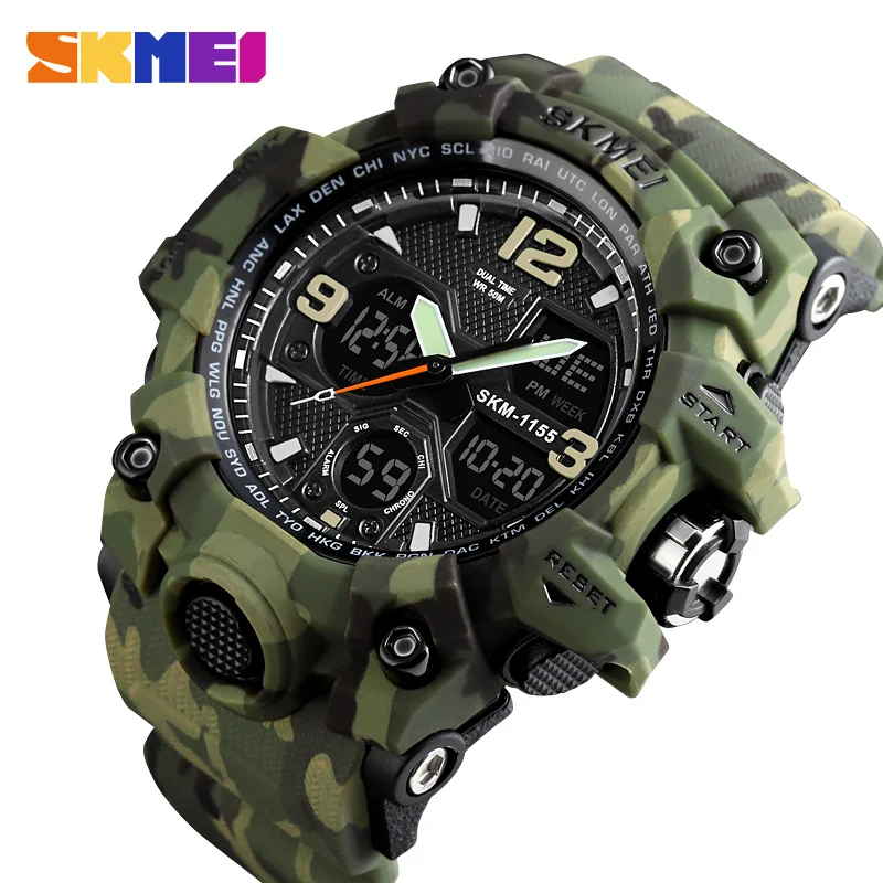 

SKMEI 1155B Sport Men Military Digital Watches Sport Watch 5Bar Waterproof Dual Display Wristwatches Relogio Masculino watch