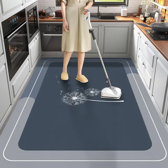 Full kitchen floor mat waterproof, oil-proof, dirt-resistant and non-slip mat, foot pad leave-in pvc simple large-area carpet
