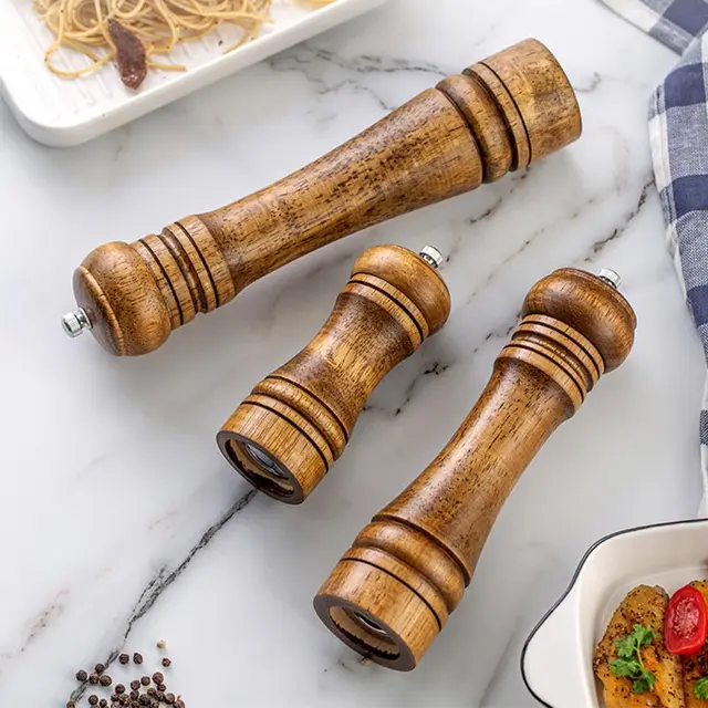 Macinino Manuale Legno Per Sale E Pepe - Regolabile, Per Spezie E Caff&egrave;, 5,8x7,8cm