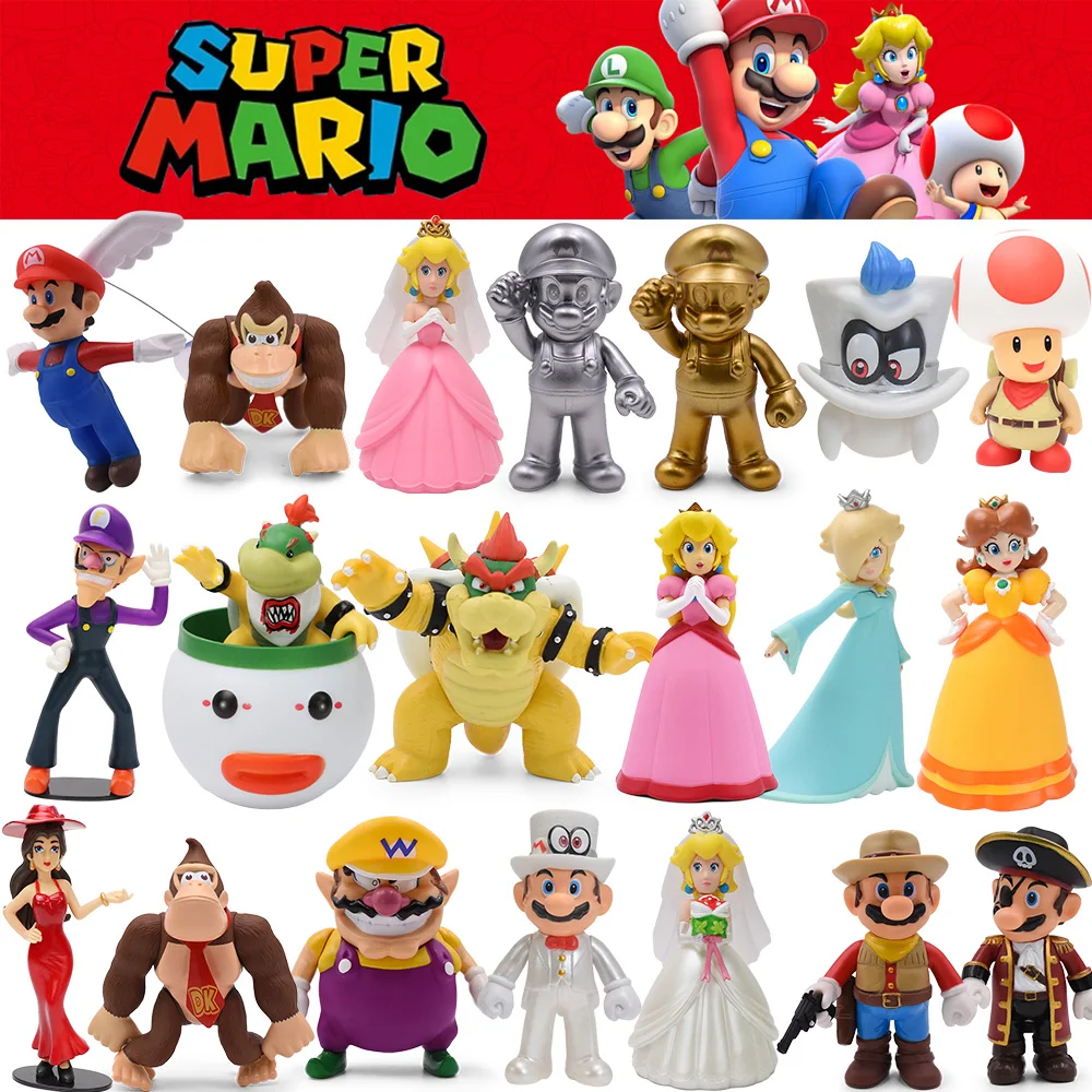 Super Mario Action Figure Bowser Princess Peach Anime Game