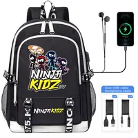 Ninja Kidz Cartoon Print Boy Girl School Bags For Kids Student Backpack Teenager USB Charging Laptop Book Bag Mochila 1