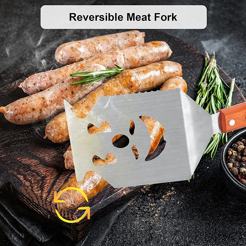 BBQ Grill Accessories for Grill, 5 in 1, Spatula, Tools for Outdoor Grill,44 cm Long, Barbecue Utensils Dad Gifts
